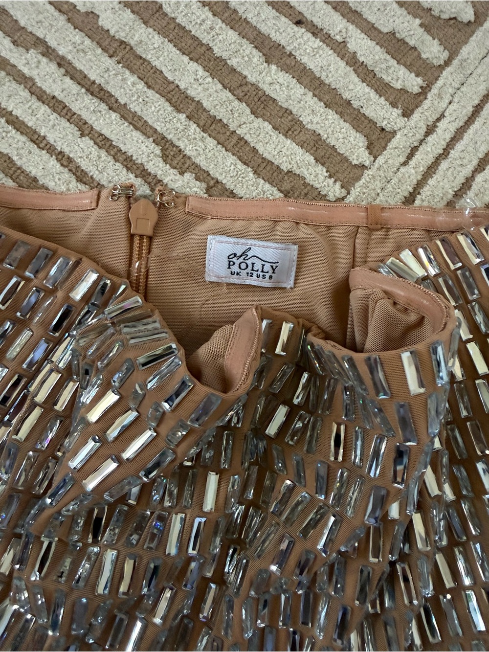 Oh Polly Aurora Nude Embellished Mini Dress - Picture 5 of 5